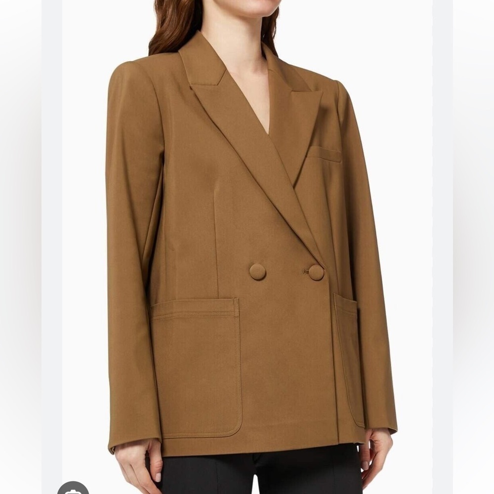 Good American Boss Blazer 2.0 size 4 XL Double Breasted Oversized Blazer Tan